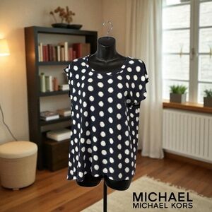 Michael Kors, Polka Dot T-Shirt, Small, Navy And White